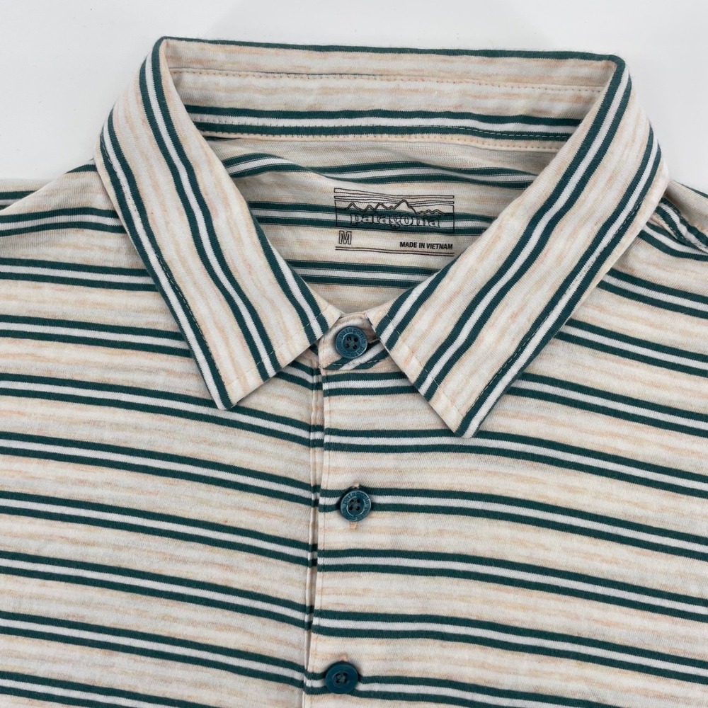 Patagonia Men's Size Medium Organic Cotton Striped Short Sleeve Polo Shirt